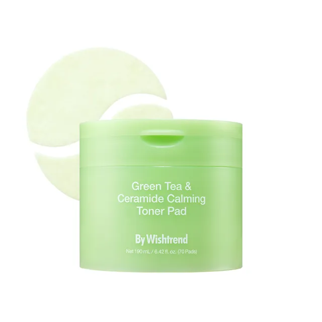 IMG_0772 Заспокійливі охолоджуючі тонер-пади BY WISHTREND Green Tea & Ceramide Calming Toner Pad, 70 шт - Зображення 1