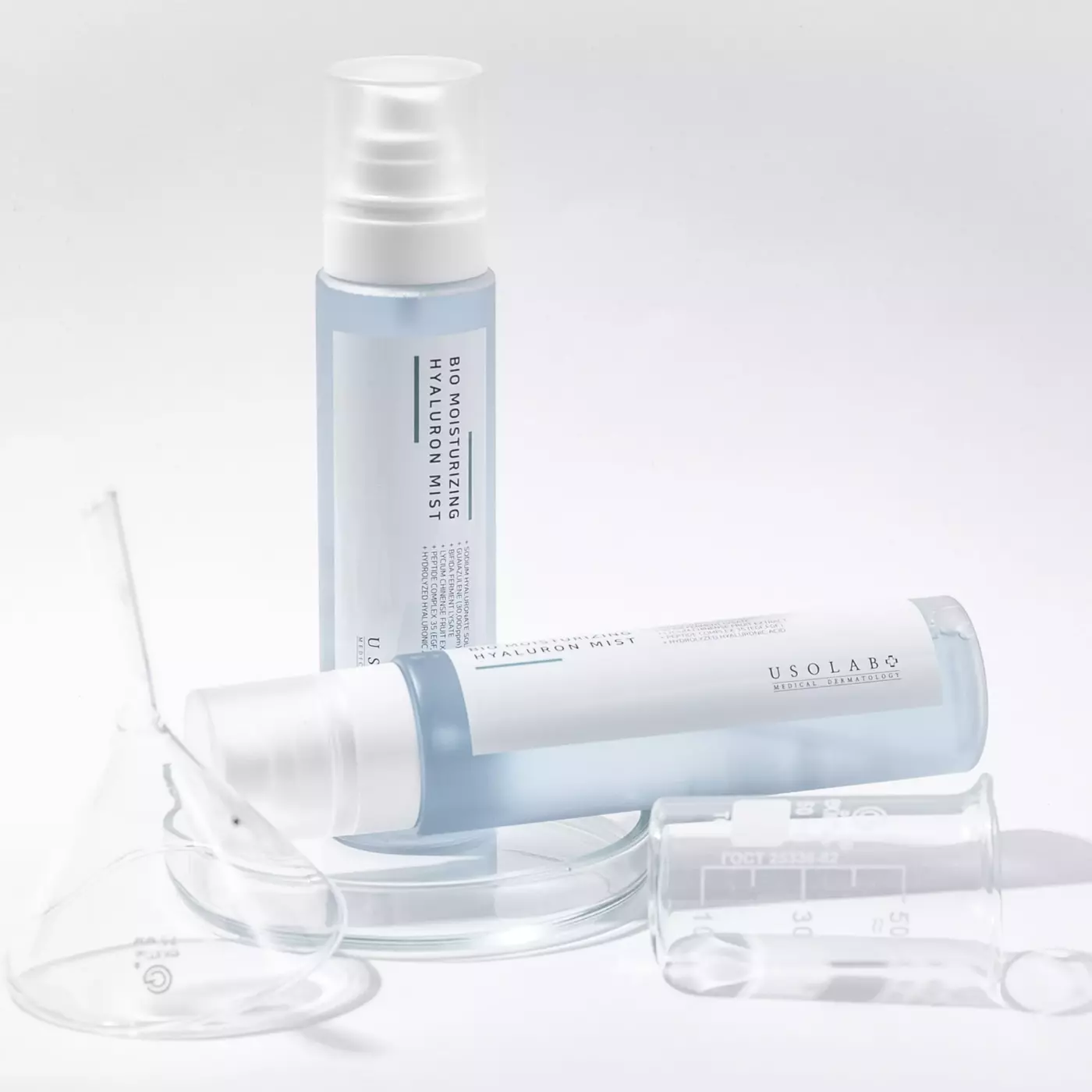 IMG_0975 Зволожуючий тонер-міст для обличчя з гіалуроновою кислотою та пептидами USOLAB Bio Moisturising Hyaluron Mist, 150 мл - Зображення 1